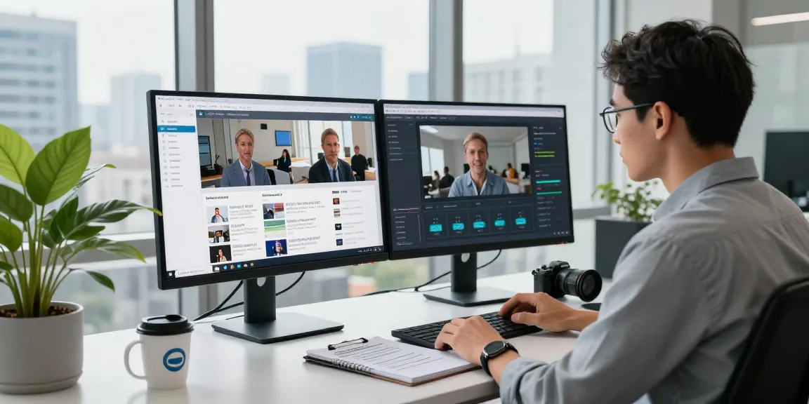 AI detector analysis in modern workspace with dual monitors and professional focus.